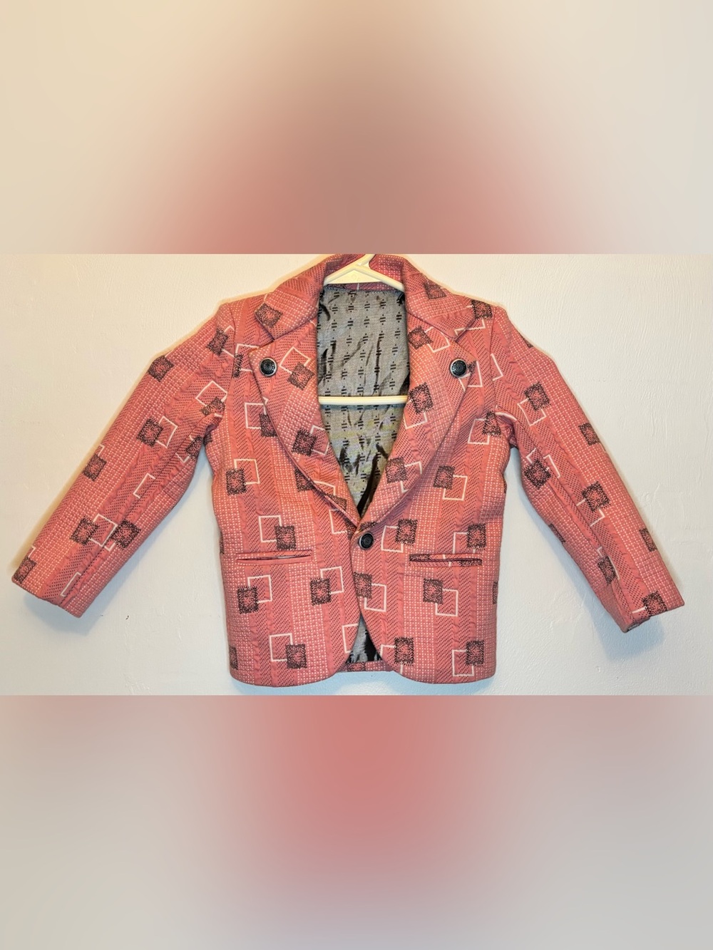 Cartoons A Fashion Studio Pink Mod Geometric Print Child Kids Blazer Size 2